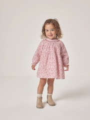 The White Company Red Organic Cotton Petunia Floral Hand Smocked Dress - Image 1 of 5