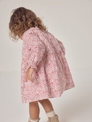 The White Company Red Organic Cotton Petunia Floral Hand Smocked Dress - Image 2 of 5