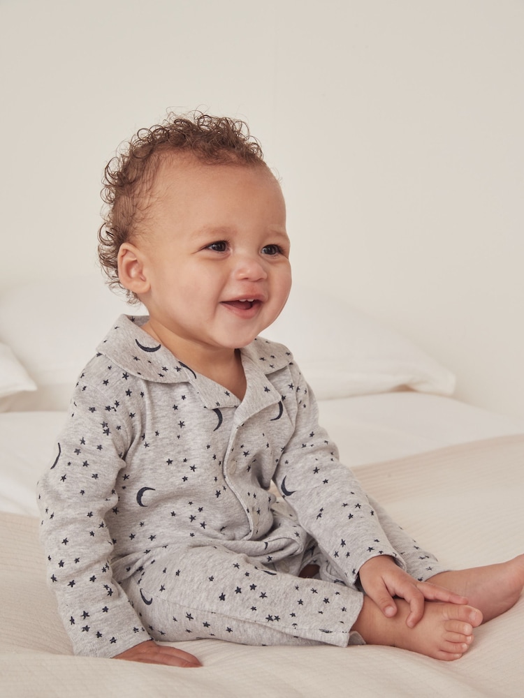 The White Company Natural Organic Cotton Moon And Star Sleepsuit - Image 1 of 5