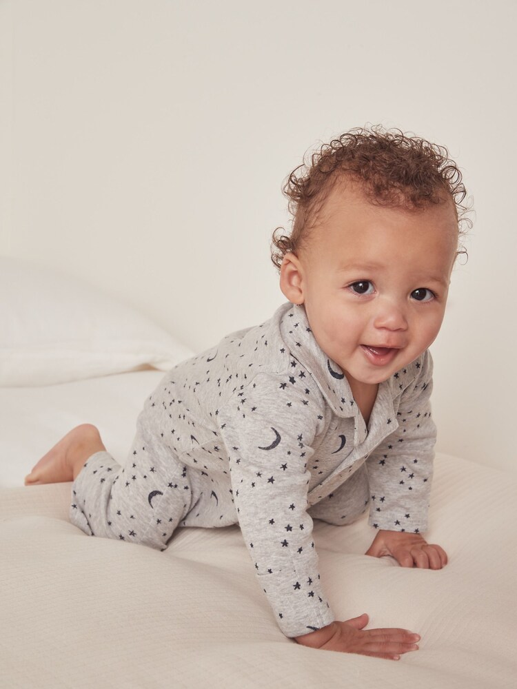 The White Company Natural Organic Cotton Moon And Star Sleepsuit - Image 2 of 5
