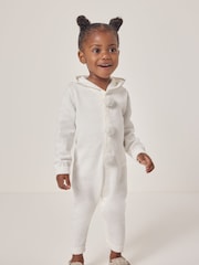 The White Company 100% Organic Cotton Snowman Knitted White Romper - Image 1 of 6