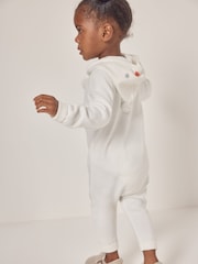 The White Company 100% Organic Cotton Snowman Knitted White Romper - Image 2 of 6