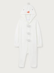 The White Company 100% Organic Cotton Snowman Knitted White Romper - Image 5 of 6
