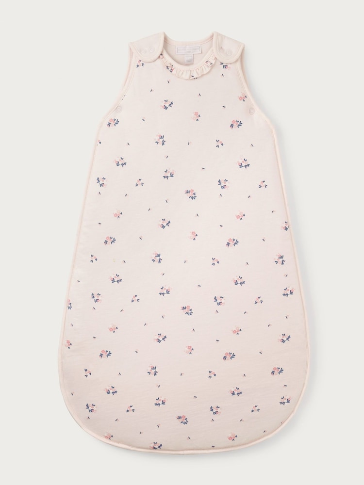 The White Company Organic Cotton Hattie Floral Frill Neck White Sleep Bag - Image 1 of 1