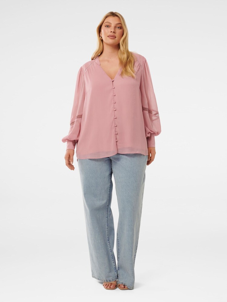 Forever New Pink Hadleigh Curve Lace Trim Blouse - Image 5 of 5 Forever New Pink Hadleigh Curve Lace Trim Blouse - Image 5 of 5