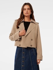 Forever New Brown Ellie Cropped Trench Coat - Image 1 of 5