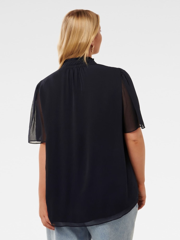 Forever New Blue Georgie Curve Trim Insert Top - Image 2 of 5