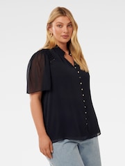 Forever New Blue Georgie Curve Trim Insert Top - Image 4 of 5