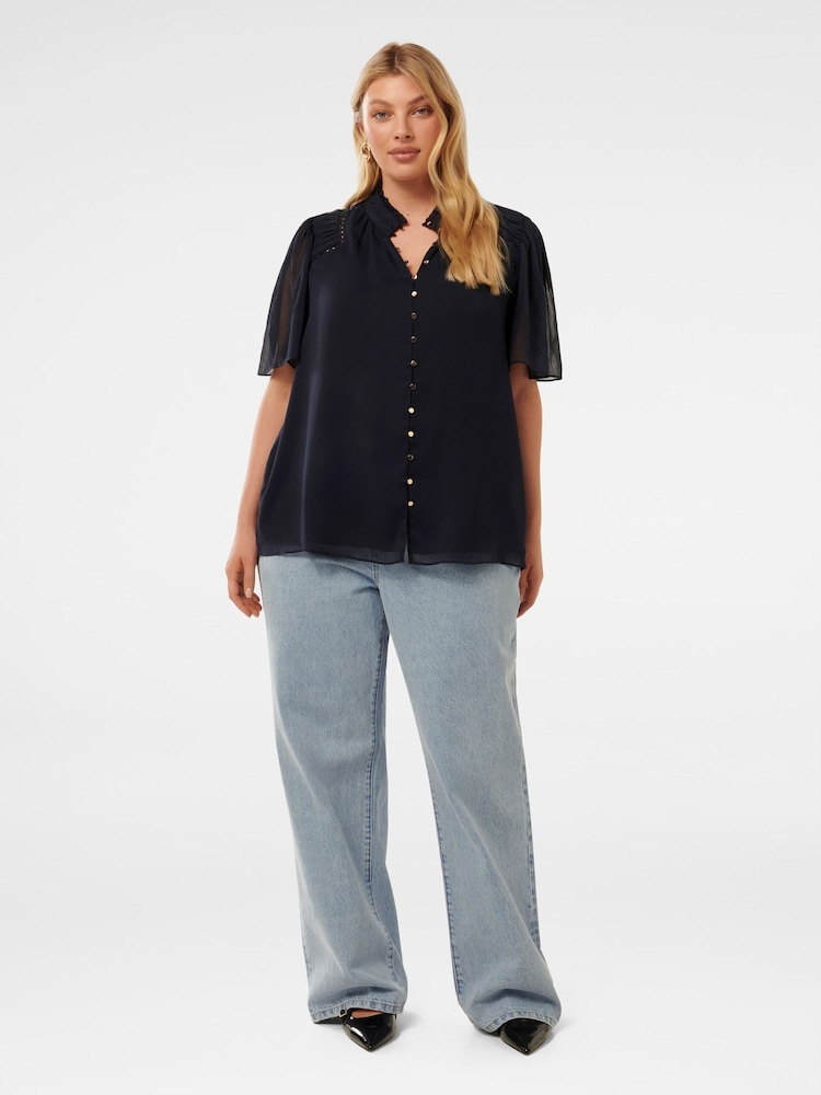 Forever New Blue Georgie Curve Trim Insert Top - Image 5 of 5