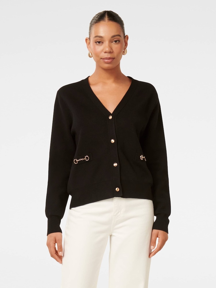 Forever New Black Eve Hardware Detail Cardigan - Image 1 of 5