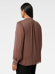 Forever New Brown Simona Curve Trim Sleeves Blouse - Image 2 of 5