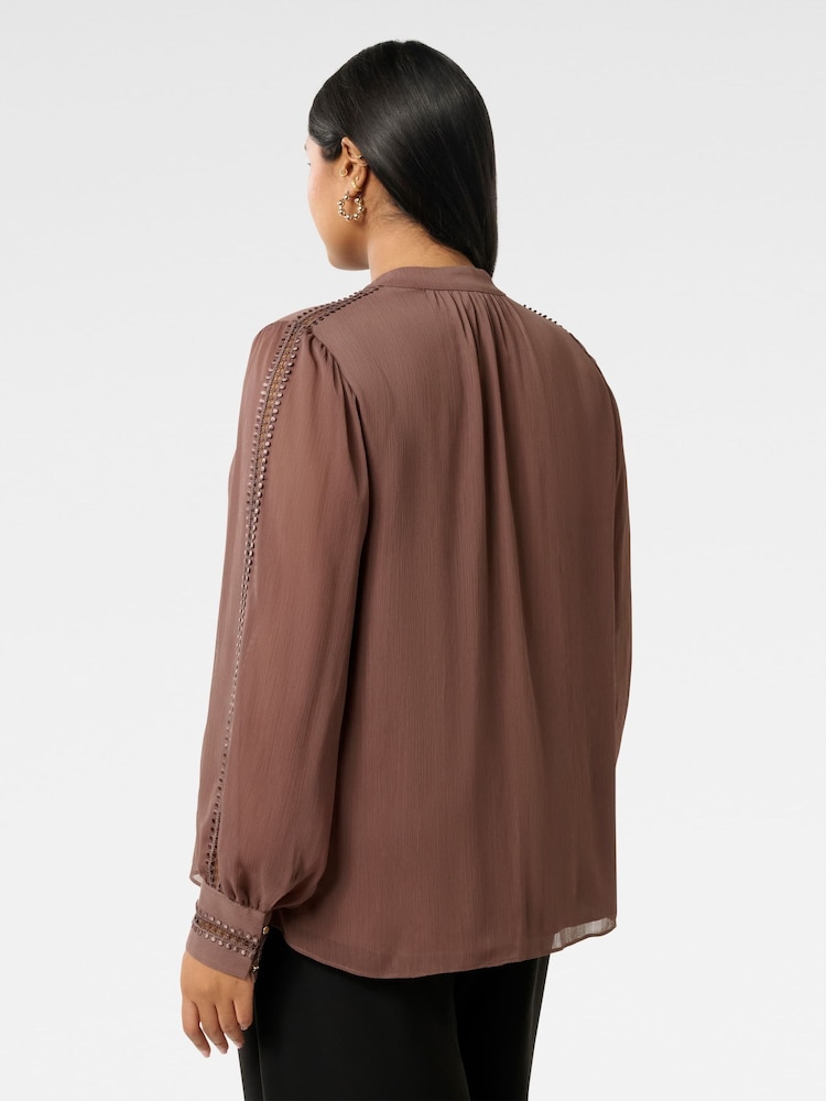 Forever New Brown Simona Curve Trim Sleeves Blouse - Image 2 of 5