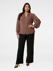 Forever New Brown Simona Curve Trim Sleeves Blouse - Image 5 of 5