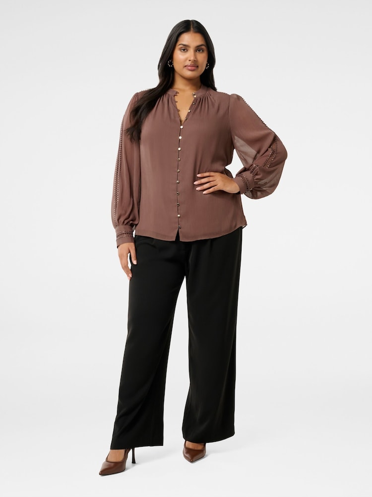 Forever New Brown Simona Curve Trim Sleeves Blouse - Image 5 of 5