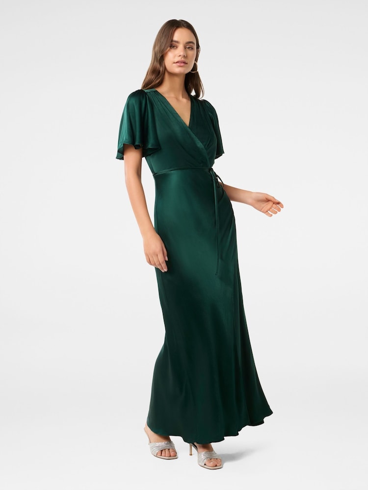 Grün - Forever New – Chelsea – Maxikleid aus Satin mit Flatterärmeln - Bild 4 von 4
