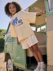 Ecru/Yellow Stripe Slogan 100% Cotton T-Shirt And Short Set (3-16yrs) - Image 2 of 8