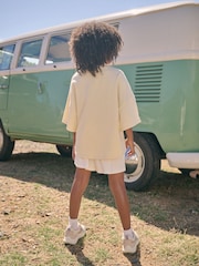 Ecru/Yellow Stripe Slogan 100% Cotton T-Shirt And Short Set (3-16yrs) - Image 3 of 8