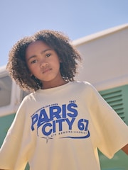 Ecru/Yellow Stripe Slogan 100% Cotton T-Shirt And Short Set (3-16yrs) - Image 4 of 8