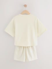 Ecru/Yellow Stripe Slogan 100% Cotton T-Shirt And Short Set (3-16yrs) - Image 6 of 8