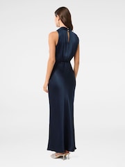 Forever New Blue Sienna High Neck Satin Maxi Dress - Image 2 of 4