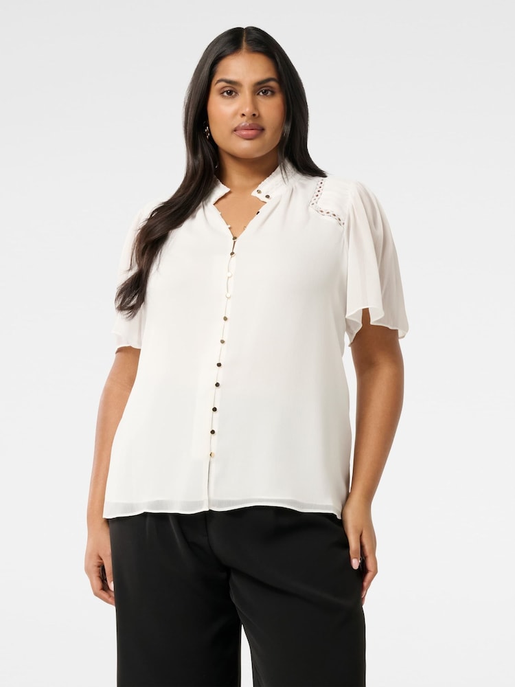 Forever New White Georgie Curve Trim Insert Top - Image 1 of 5