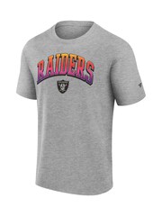 Fanatics Grey NFL Las Vegas Raiders Gradient Short Sleeve Crew 100% Cotton T-Shirt - Image 3 of 3