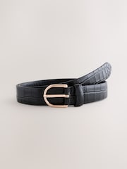 Black Croc Regular Leather Belt - Image 3 of 5