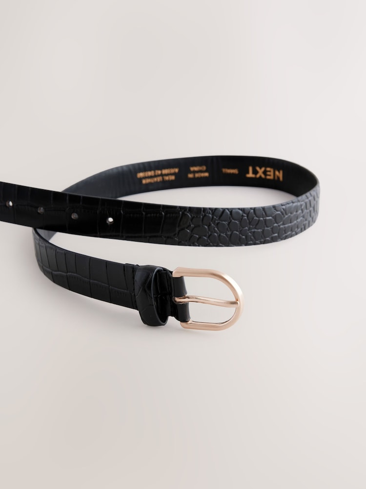 Black Croc Regular Leather Belt - Image 5 of 5