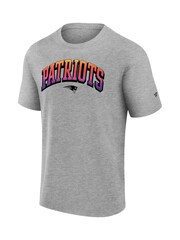Fanatics Grey NFL New England Patriots Gradient Short Sleeve Crew 100% Cotton T-Shirt - Image 3 of 3