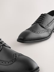 Black Longwing Brogue Shoes - Image 4 of 6