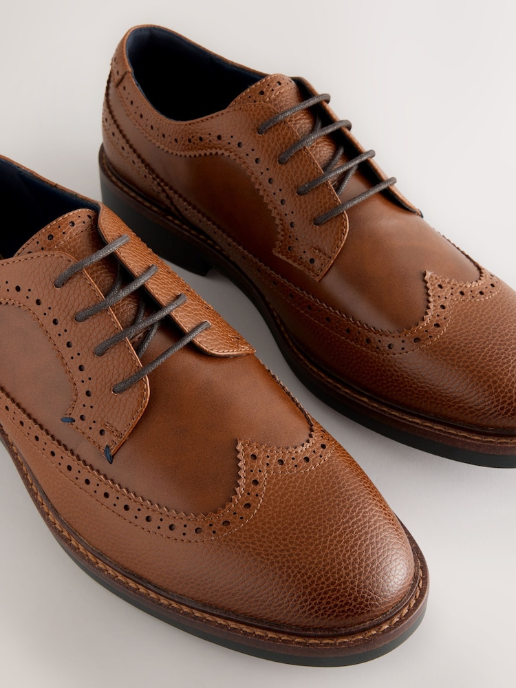Tan Brown Chunky Sole Brogues - Image 3 of 5