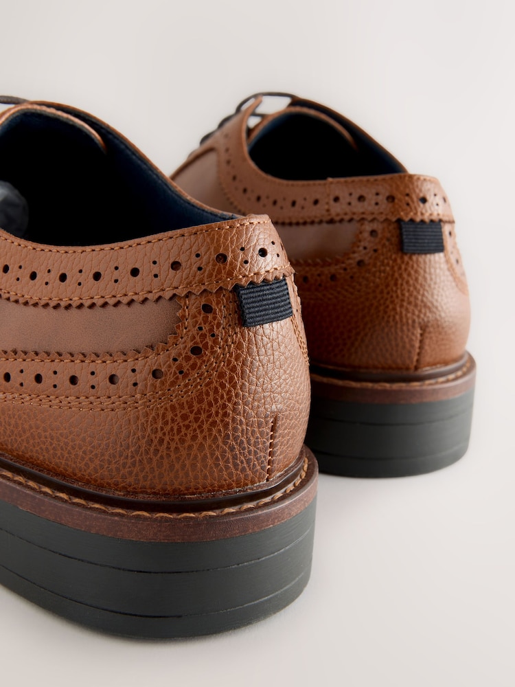 Tan Brown Chunky Sole Brogues - Image 4 of 5
