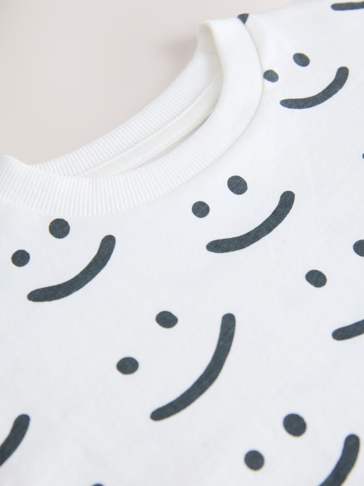 Monochrome Smile Face Short Sleeve All-Over Print T-Shirt (3mths-7yrs) - Image 4 of 4