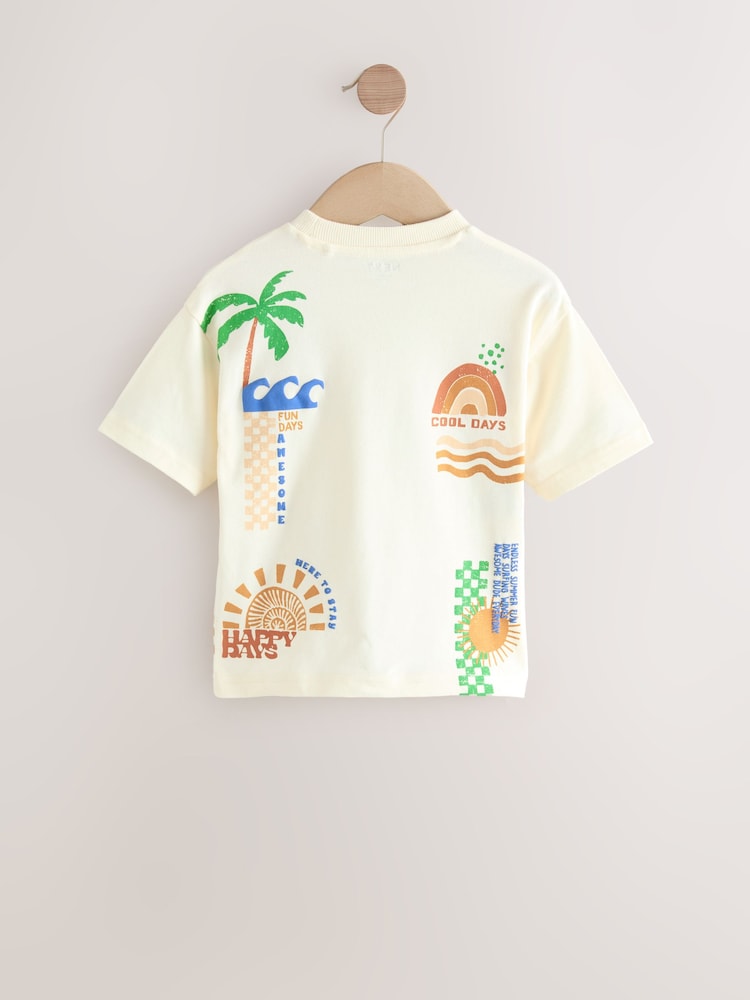 Ecru Beach 100% Cotton Short Sleeve Back Print T-Shirt (3mths-7yrs) - Image 2 of 4
