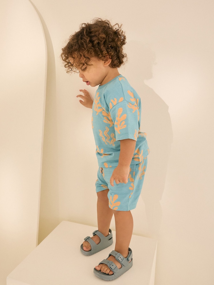 Azul - Conjunto de camiseta y pantalones cortos de 100% algodón con estampado integral de manga corta (3meses -7años) - Imagen 1 de 6 Azul - Conjunto de camiseta y pantalones cortos de 100% algodón con estampado integral de manga corta (3meses -7años) - Imagen 1 de 6