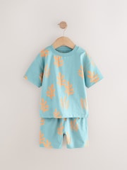 Blue 100% Cotton All-Over-Print Short Sleeve T-Shirt & Shorts Set (3mths-7yrs) - Image 2 of 6