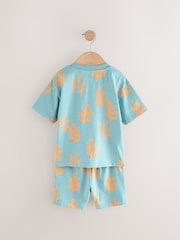 Blue 100% Cotton All-Over-Print Short Sleeve T-Shirt & Shorts Set (3mths-7yrs) - Image 4 of 6