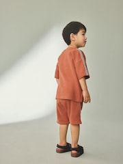 Rust Brown 100% Cotton Textured Pocket Tops & Shorts Set (3mths-7yrs) - Image 3 of 10