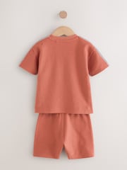 Rust Brown 100% Cotton Textured Pocket Tops & Shorts Set (3mths-7yrs) - Image 8 of 10