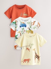 Blue/Yellow Safari Animals Short Sleeve T-Shirts 3 Pack (3mths-7yrs) - Image 1 of 7