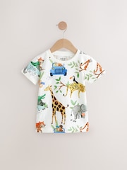 Blue/Yellow Safari Animals Short Sleeve T-Shirts 3 Pack (3mths-7yrs) - Image 2 of 7