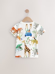 Blue/Yellow Safari Animals Short Sleeve T-Shirts 3 Pack (3mths-7yrs) - Image 3 of 7