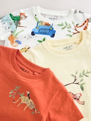 Blue/Yellow Safari Animals Short Sleeve T-Shirts 3 Pack (3mths-7yrs) - Image 6 of 7