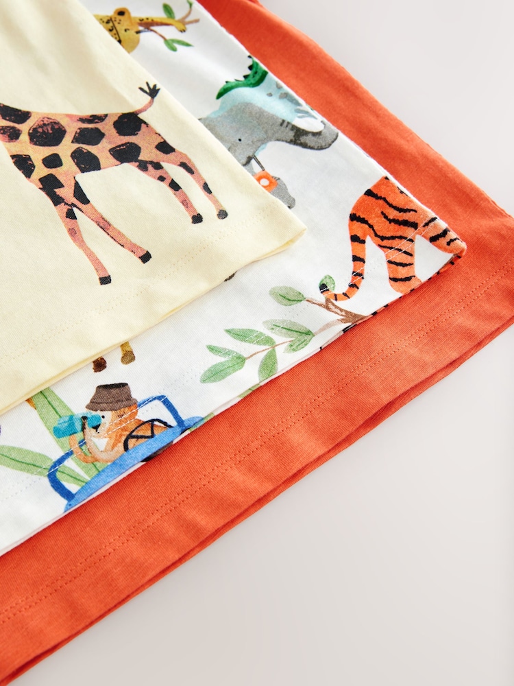 Blue/Yellow Safari Animals Short Sleeve T-Shirts 3 Pack (3mths-7yrs) - Image 7 of 7