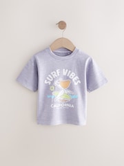 Purple Surf Vibes 100% Cotton Short Sleeve Graphic Print T-Shirt (3mths-8yrs) - Image 1 of 4