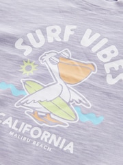 Purple Surf Vibes 100% Cotton Short Sleeve Graphic Print T-Shirt (3mths-8yrs) - Image 4 of 4