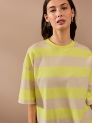 Yellow/Ecru Oversized Relaxed Fit Boxy Heavyweight Crew Neck T-Shirt - Image 5 of 8