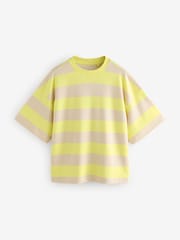 Yellow/Ecru Oversized Relaxed Fit Boxy Heavyweight Crew Neck T-Shirt - Image 6 of 8