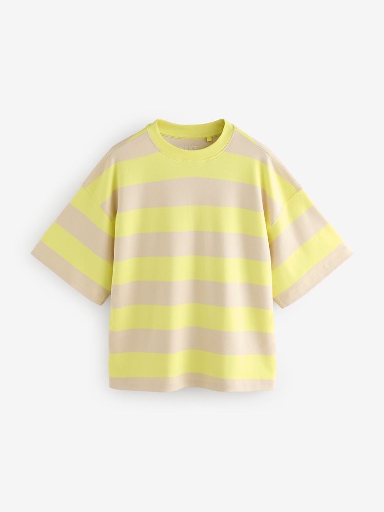 Żółty/ecru - Oversized Relaxed Fit Boxy Heavyweight Crew Neck T-Shirt - Image 6 of 8