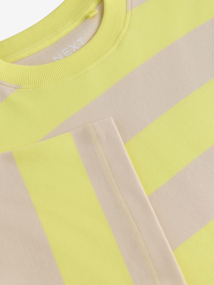 Żółty/ecru - Oversized Relaxed Fit Boxy Heavyweight Crew Neck T-Shirt - Image 7 of 8
